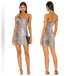 CAMILA COELHO ADELLA LEOPARD MINI DRESS. SEQUIN SIZE S